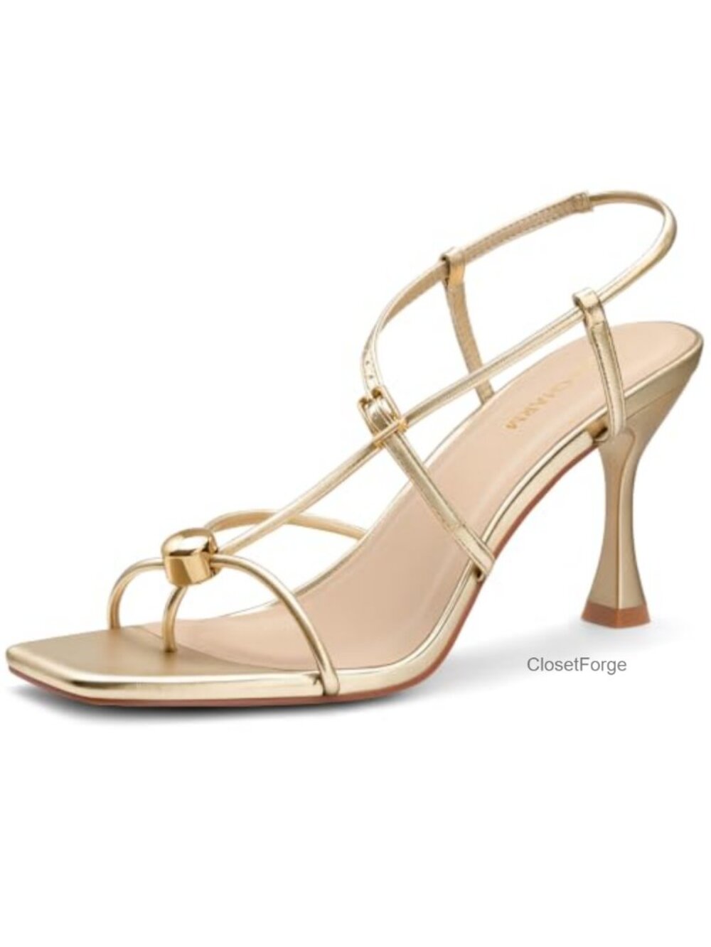 Strappy Heeled Sandals Square Open Toe Thong Flip Flops Adjustable Buckle